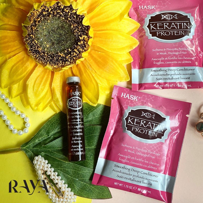 روغن مو نرم کننده کراتین پروتئین هاسک حجم 18 میل Hask Keratin Protein Smoothing Hair Oil